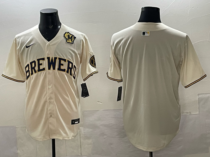 Men Milwaukee Brewers blank cream Nike MLB 2025 Jersey 002->milwaukee brewers->MLB Jersey